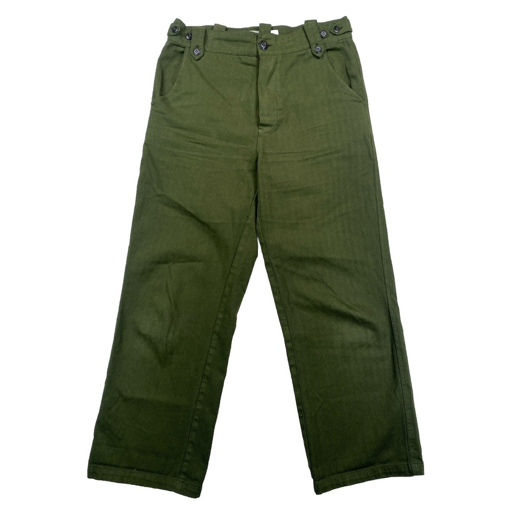THE GREAT. Olive Green High-Waist Wide-Leg Trousers